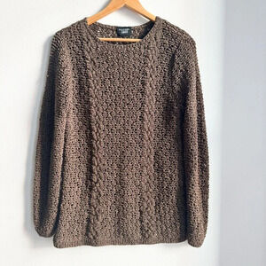 emmanuel Ungaro Liberte Open Knit Olive Brown Crochet Knit Pullover L